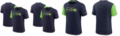 Nike Men's College Navy and Neon Green Seattle Seahawks Pop Performance T-shirt